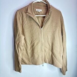 Faconnable Tan Full Zip Mock Neck Knit Jacket Mens large